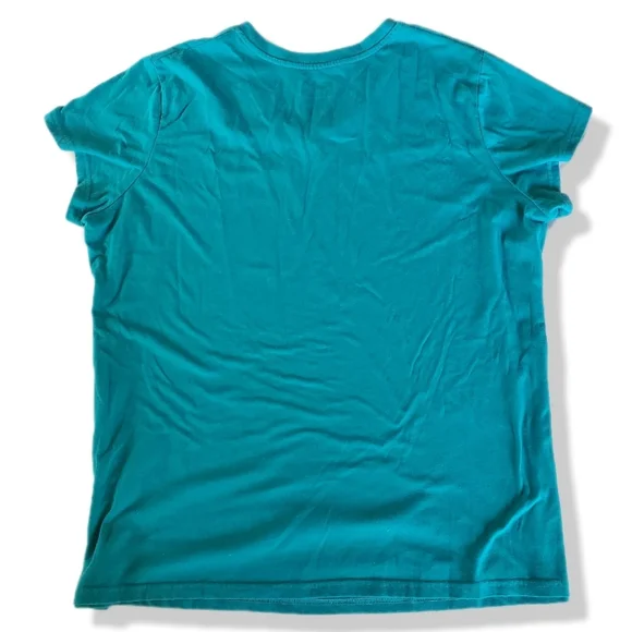 Champion Womens Basic Teal Blue VNeck Tee Shirt T Shirt Top Poly Cotton Size XXL - Picture 2 of 2